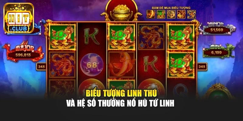 Biểu tượng linh thú và hệ số thưởng nổ hũ tứ linh 