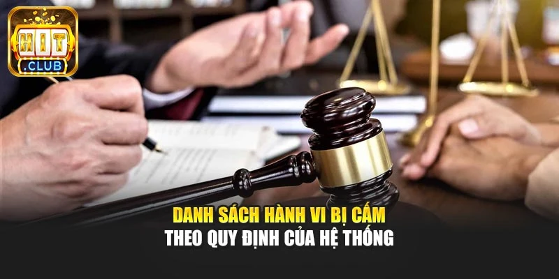 Danh sách hành vi bị cấm theo quy định của hệ thống